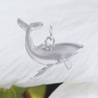 Stunning Hawaiian Humpback Whale Earring and Necklace, Sterling Silver Whale CZ Eye Pendant, N6011S Birthday Anniversary Mom Valentine Gift