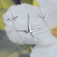 Beautiful Hawaiian Large Starfish Earring and Necklace, Sterling Silver Star Fish Pendant, N6004 Birthday Valentine Wife Mom Gift