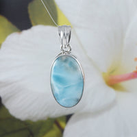Unique Gorgeous Hawaiian Large Genuine Larimar Necklace, Sterling Silver Stunning Natural Larimar Pendant, N8457 Birthday Mom Gift