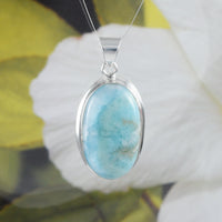 Unique Gorgeous Hawaiian Large Genuine Larimar Necklace, Sterling Silver Stunning Natural Larimar Pendant, N8462 Birthday Gift, Statement PC