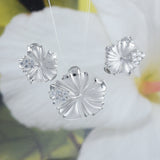 Beautiful Hawaiian Hibiscus Necklace and Earring, Official Hawaii State Flower, Sterling Silver Hibiscus CZ Pendant N6134S Birthday Mom Gift