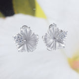 Gorgeous Large Hawaiian Hibiscus Necklace and Earring, Official Hawaii State Flower, Sterling Silver Hibiscus CZ Pendant N6135S Mom Gift