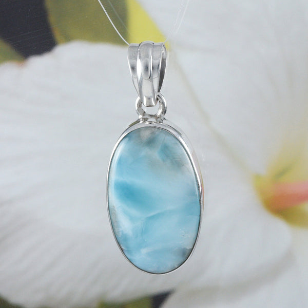 Unique Gorgeous Hawaiian Large Genuine Larimar Necklace, Sterling Silver Stunning Natural Larimar Pendant, N8457 Birthday Mom Gift