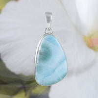 Unique Gorgeous Hawaiian Large Genuine Larimar Necklace, Sterling Silver Natural Larimar Pendant, N8394 Birthday Mom Gift, Statement PC