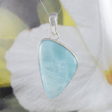 Unique Gorgeous Hawaiian Large Genuine Larimar Necklace, Sterling Silver Natural Larimar Pendant, N8490 Birthday Mom Gift, Statement PC