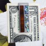 Unique Gorgeous Hawaiian X-Large Genuine Koa Wood Paua Shell Money Clip, Stainless Steel Hawaiian Money Clip, N8429 Birthday Gift