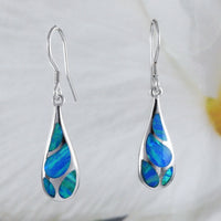 Gorgeous Hawaiian Blue Opal Rain Drop Earring, Sterling Silver Blue Opal Rain-Drop Dangle Earring, E8416 Statement PC, Birthday Mom Gift