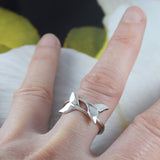 Beautiful Hawaiian 2 Dolphin Tail Ring, Sterling Silver Dolphin Tail Ring, R2387 Statement PC, Birthday Anniversary Mom Valentine Gift