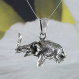 Unique Hawaiian 3D Elephant Necklace, Sterling Silver Elephant Pendant, High Polish & Oxidized Finish, N8591 Statement PC