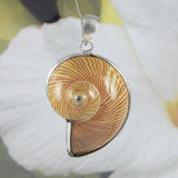 Unique Hawaiian Large Genuine Seashell Necklace, Sterling Silver Natural Seashell Pendant, N8584 Birthday Mom Gift, Statement PC