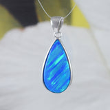 Beautiful Hawaiian Blue Opal Rain Drop Necklace, Sterling Silver Blue Opal Rain-Drop Pendant, N9185 Birthday Mom Valentine Gift