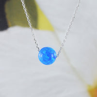 Unique Beautiful Hawaiian Blue Opal Earth Ball Necklace, Sterling Silver Blue Opal Earth Ball Necklace, N8393 Birthday Mom Valentine Gift