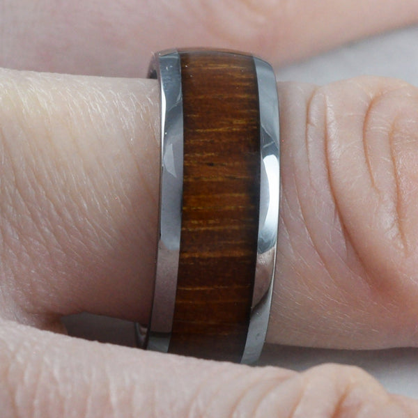 Unique Gorgeous Hawaiian KOA Wood Tungsten Carbide Ring, R2378 Anniversary Birthday Dad Valentine Gift, Statement PC