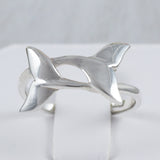 Beautiful Hawaiian 2 Dolphin Tail Ring, Sterling Silver Dolphin Tail Ring, R2387 Statement PC, Birthday Anniversary Mom Valentine Gift
