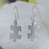 Unique Hawaiian Jigsaw Puzzle Piece Earring, Sterling Silver Puzzle Piece Dangle Earring, Autism Awareness Sign E8798 Birthday Mom Wife Gift