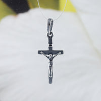 Unique Hawaiian Crucifix Cross Necklace, Sterling Silver Cross Charm Pendant, Christian Jewelry, N8565 Birthday Valentine Wife Mom Boy Gift