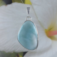 Gorgeous Unique Hawaiian Large Genuine Larimar Necklace, Sterling Silver Natural Larimar Pendant, N8746 Birthday Mom Gift, Statement PC