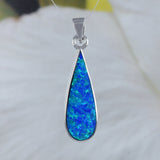 Beautiful Hawaiian Blue Opal Rain Drop Necklace, Sterling Silver Blue Opal Rain-Drop Pendant, N8820 Birthday Mom Valentine Gift