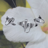 Beautiful Hawaiian Manta Ray Necklace and Earring, Sterling Silver 3D Manta Ray Pendant, N6105S Birthday Valentine Wife Mom Girl Gift
