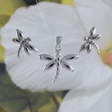 Beautiful Hawaiian Dragonfly Necklace and Earring, Sterling Silver Dragonfly Pendant, N6115S Birthday Valentine Wife Mom Girl Gift