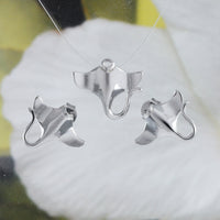 Unique Hawaiian Manta Ray Necklace and Earring, Sterling Silver 3D Manta Ray Charm Pendant, N2009S Birthday Valentine Mom Gift