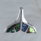 Unique Hawaiian Genuine Paua Shell Whale Tail Necklace, Sterling Silver Abalone MOP Whale Tail Pendant, N8849 Valentine Birthday Mom Gift