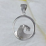 Beautiful Hawaiian Ocean Wave Necklace, Sterling Silver Surfing Wave Pendant, N4478 Birthday Valentine Mom Gift