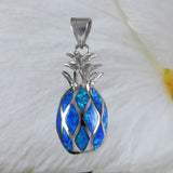 Unique Beautiful Hawaiian Large 3D Blue Opal Pineapple Necklace, Sterling Silver Blue Opal Pineapple Pendant, N4487 Birthday Mom Gift