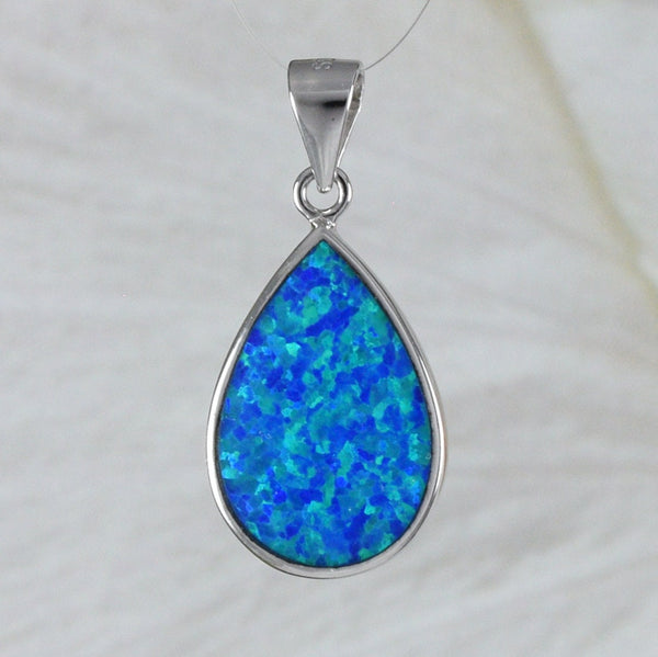 Beautiful Hawaiian Blue Opal Rain Drop Necklace, Sterling Silver Blue Opal Pendant, N2204 Birthday Mom Wife Valentine Gift