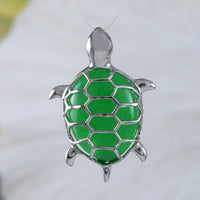 Unique Hawaiian Genuine Green Jade Sea Turtle Necklace, Sterling Silver Jade Turtle Pendant, N8967 Birthday Valentine Wife Mom Gift