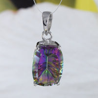 Beautiful Hawaiian Genuine Rainbow Mystic Topaz Necklace, Sterling Silver Rainbow Topaz Pendant, N8985 Birthday Anniversary Mom Gift