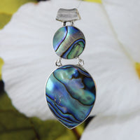 Beautiful Hawaiian Large Genuine Paua Shell Necklace, Sterling Silver Abalone MOP Pendant, N9080 Birthday Mom Wife Valentine Gift