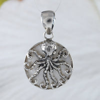 Unique Hawaiian Genuine Mother of Pearl Octopus Necklace, Sterling Silver White Mother of Pearl Octopus Pendant, N9089 Birthday Gift