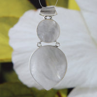 Beautiful Hawaiian Large Genuine White Mother of Pearl Rain Drop Necklace, Sterling Silver Mother of Pearl Pendant, N9094 Birthday Mom Gift