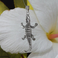Unique Extra-Large American 3D Alligator Necklace, Sterling Silver Alligator Movable Legs Pendant, N8043 Birthday Gift, Statement PC