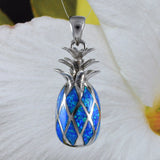 Unique Gorgeous Hawaiian X-Large 3D Blue Opal Pineapple Necklace, Sterling Silver Blue Opal Pineapple Pendant, N4494 Birthday Mom Gift