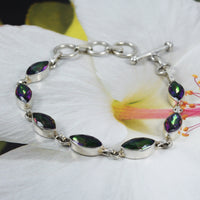 Beautiful Hawaiian Genuine Mystic Topaz Bracelet, Sterling Silver Rainbow Topaz Bracelet, B3327 Birthday Valentine Gift, Statement PC