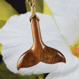 Unique Hawaiian Large Koa Wood Whale Tail Necklace, Hand Carved Genuine Koa Wood Whale Tail Necklace, N9119 Birthday Valentine Gift
