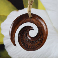 Unique Hawaiian Large Koa Wood Ocean Wave Necklace, Hand Carved Genuine Koa Wood Wave Necklace, N9120 Birthday Valentine Gift