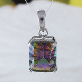 Beautiful Hawaiian Genuine Rainbow Mystic Topaz Necklace, Sterling Silver Rainbow Topaz Pendant, N8987 Birthday Anniversary Mom Gift