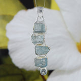 Unique Hawaiian Large Genuine Blue Topaz Necklace, Sterling Silver Natural Blue Topaz Pendant, N8984 Birthday Valentine Mom Gift