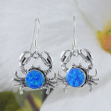 Beautiful Hawaiian Blue Opal Crab Earring, Sterling Silver Opal Crab Dangle Earring, E9057 Birthday Valentine Mom Gift