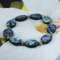Beautiful Hawaiian Genuine Paua Shell Abalone Mother of Pearl Bracelet, Abalone MOP Stainless Steel Beads Bracelet, B3331 Birthday Mom Gift