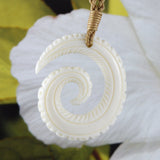 Unique Hawaiian Large Ocean Wave Necklace, Hand Carved Buffalo Bone Wave Necklace, N9126 Birthday Valentine Gift, Island Jewelry