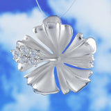 Beautiful Hawaiian Hibiscus Necklace, Official Hawaii State Flower, Sterling Silver Hibiscus CZ Pendant, N6134 Birthday Valentine Mom Gift