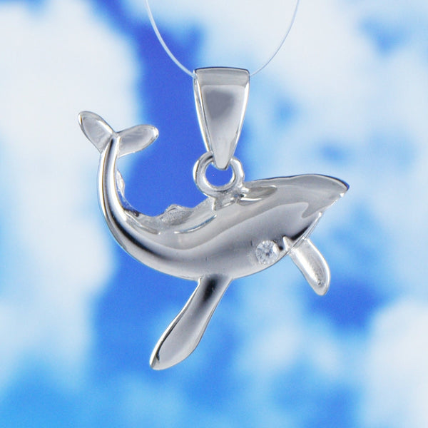 Unique Hawaiian Humpback Whale Necklace, Sterling Silver Whale Pendant, N6104 Birthday Valentine Wife Mom Girl Gift, Island Jewelry