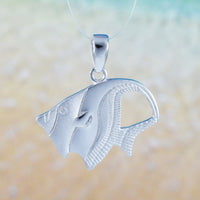 Unique Hawaiian Angelfish Necklace, Sterling Silver Angel Fish Pendant, N6125 Birthday Valentine Wife Mom Girl Gift, Island Jewelry