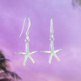 Pretty Hawaiian Starfish Earring, Sterling Silver Star Fish Dangle Earring, E4104 Birthday Wife Mom Girl Valentine Gift, Island Jewelry