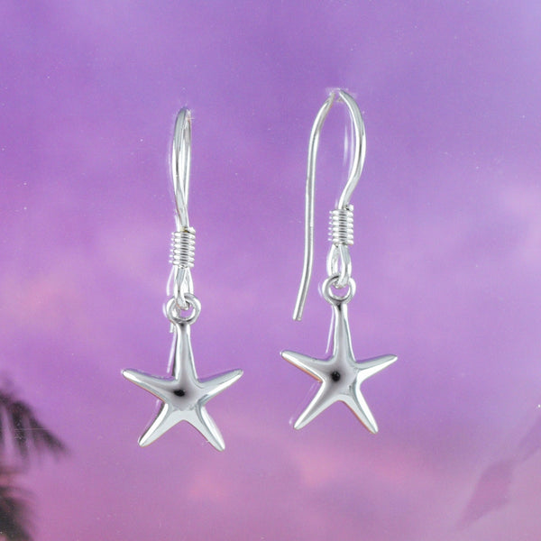 Unique Pretty Hawaiian Starfish Earring, Sterling Silver Star Fish Dangle Earring, E4006 Birthday Wife Mom Girl Valentine Gift