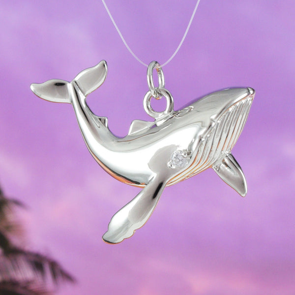 Unique Hawaiian Humpback Whale Necklace, Sterling Silver Hawaiian Whale Pendant, N6011 Birthday Mom Anniversary Valentine Gift,